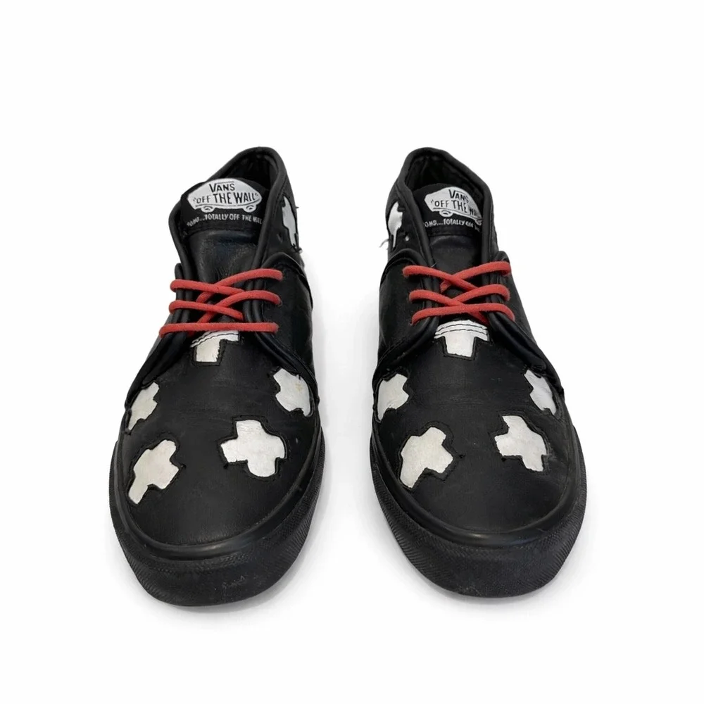 Vans MadeMe Camryn Plus Black Leather White Cross Sneakers Womens 7.5 Rare - Picture 3 of 7